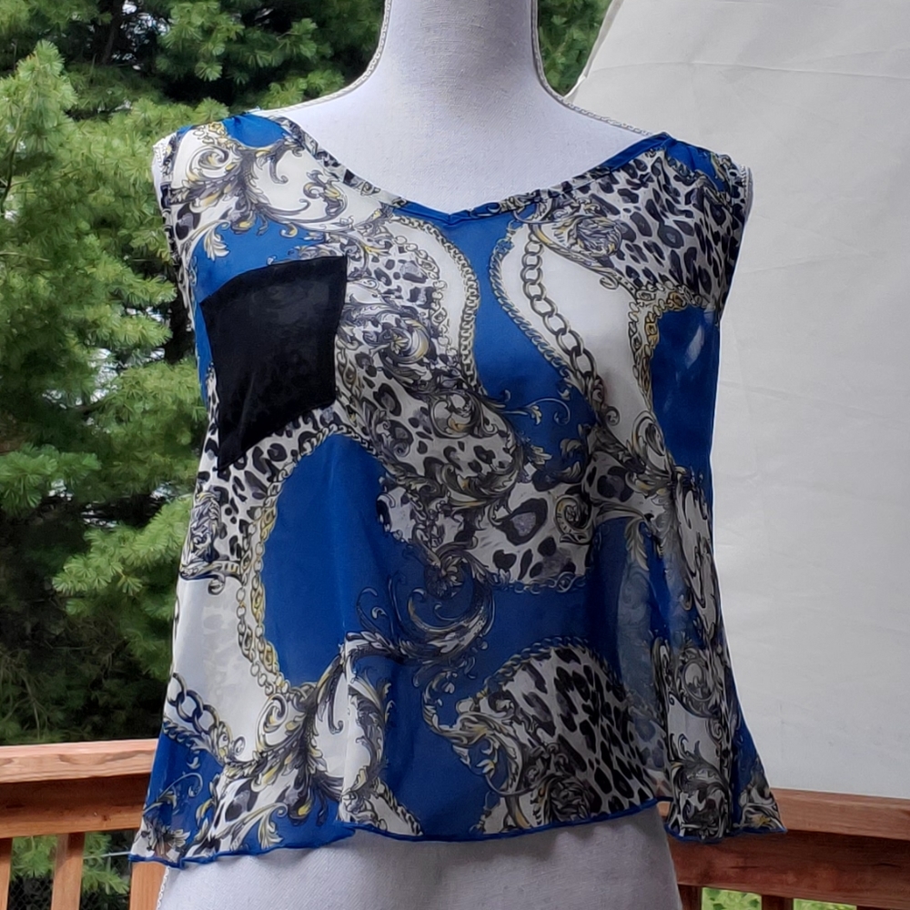 🌟 3 for $15 Deal! 🌟MC sheer crop tank top blue black gold